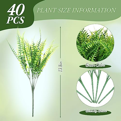 Zeyune 40 Bundles Artificial Grass Plants Outdoor UV Resistant Faux Grass Fake Bushes Plastic Greenery Shrubs Bulk Arrangement for House Outdoor Indoor Decoration Front Porch Window (Lifelike) - color: Lifelike