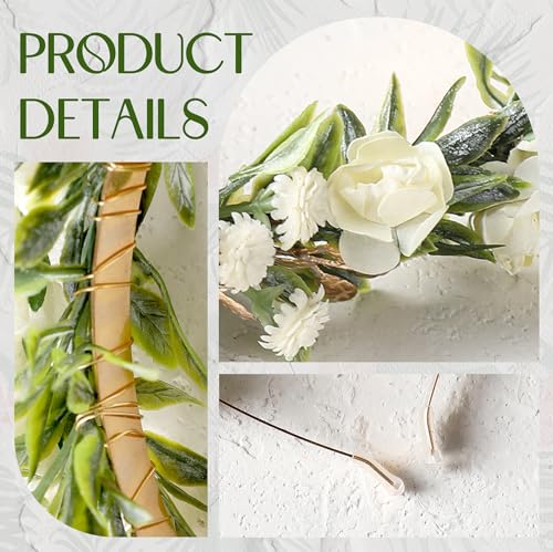 White Flower Crown Headband, Artificial Fairy Rose Floral Headpiece, Bridal Boho Flower Headbands for Women Girls Maternity Birthday Wedding Renaissance Festival Party Hair Accessories - color: White