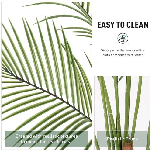 Artificial Palm Tree 5FT Tall Faux Palm Tree Indoor Fake Plants Faux Tropical Plant, UV Resistant & Maintenance Free Indoor/Outdoor Fake Tree in Pot for Home Office Living Room Patio Decor - style: 5FT Fine Leaved
