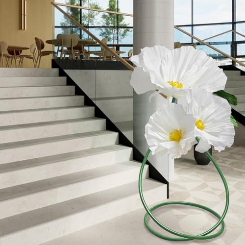 Giant Flowers for Home Decoration - 3 Pack Large Flower Panels for Backdrop Artificial Flowers Wall Table Decor, Flower Birthday Party Decorations for Wedding/Nursery Wall/Baby Bridal Shower (White) - color: White Poppy