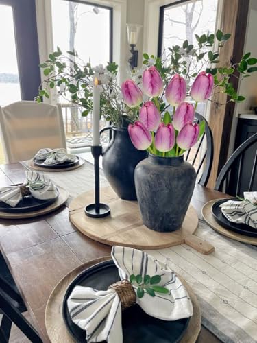 6PCS 23" Fake Tulip Flowers Artificial Violet Tulips Long Stem Faux Flower, Silk Flower Décor for Floral Arrangement Home Farmhouse Wedding Decoration - color: Violet