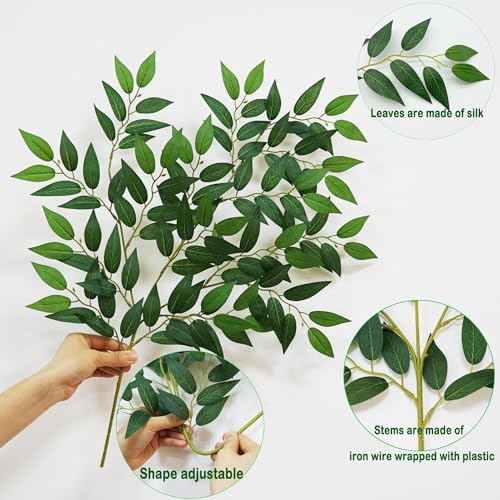 40pcs Italian Ruscus Greenery 68cm Artificial Greenery Stems Leaf Greenery Garland for Wedding Arch Flowers Centerpieces Balloon Arch Home Decor
