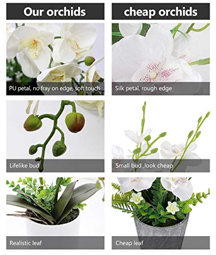 White Orchid Artificial Flowers in Pot, Fake Plastic Orchid Flowers, Decoration for Home Office Wedding(White 2 Bouquets) - color: White 2 Bouquets
