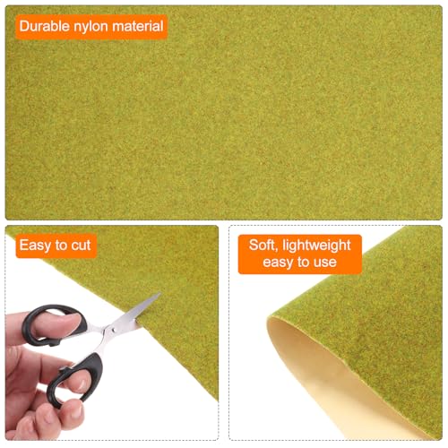 MECCANIXITY Artificial Model Grass Mat 16 Inch x 39 Inch Artificial Grass Turf Realistic Fake Grass Decor for Model Trains Scenery Craft Lawn Garden Decoration, Yellow Green - color: Yellow Green