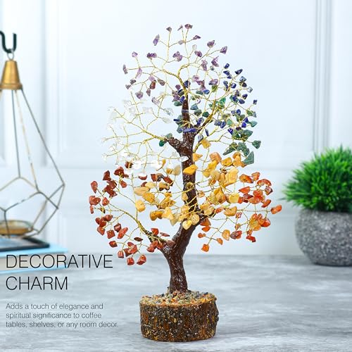 Crocon® Crystal Tree of Life 7 Chakra Healing Crystal Trees, Birthday Gifts Women, Sister & Mom | Home Decor, Gemstone Trees for Positive Energy, Good Luck Office Desk Decor, Housewarming Gift Home - color: 002b Seven Chakra ( Natural Tree)