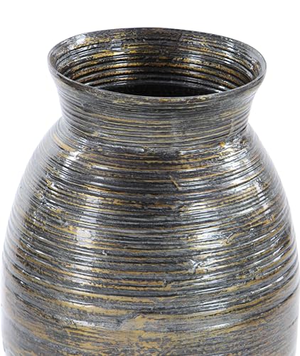 Deco 79 Bamboo Wood Decorative Vase Textured Centerpiece Vase with Lacquer, Vase for Home Decoration 10" x 10" x 20", Brown - color: Brown, size: 10" x 10" x 20"