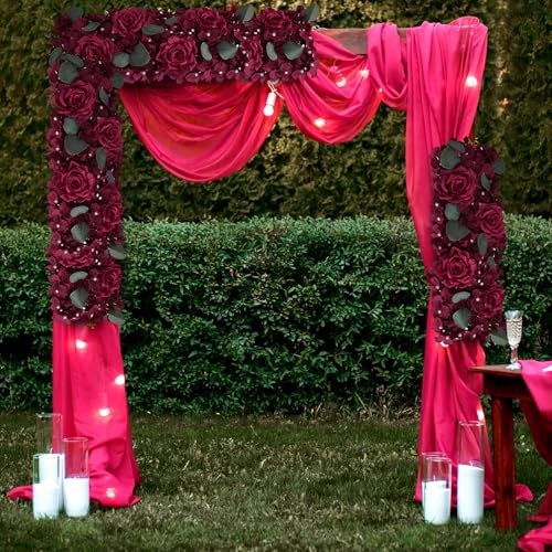 Pack of 6 Artificial Flower Wedding Arch Decorations, 18 inch Floral Centerpieces for Party Bridal Shower Event Table Wall Arrangement - Burgundy - color: Burgundy, size: Pack of 6 Flower Arrangements