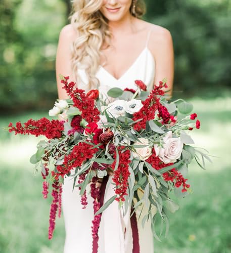 Red Delphinium Artificial Flowers 5PCS Silk Flowers with Stems Snapdragon Long Stem for Tall Vase Home Wedding Centerpieces Decor (Red) - color: Red