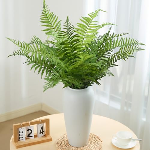 30" Fake Ferns Plants with 24 Fronds Faux Boston Fern Realistic Artificial Greenery Stems for Vase Home Decor Indoor 2Pcs