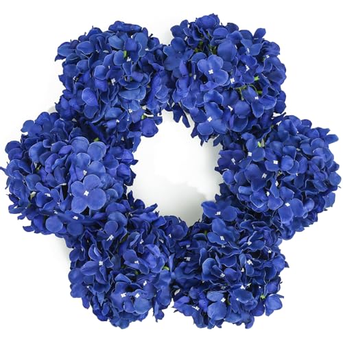 DuHouse Artificial Hydrangea Silk Flower Heads with Stem Fake Hydrangea Flowers for Wedding Home Garden Centerpiece Pack of 6(Klein Blue) - color: Klein Blue
