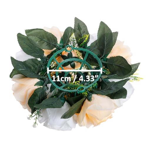 10Pcs Artificial Flower Ball Arrangement, 15 Flower Heads Wedding Roses Bouquet with Base Suitable for Parties Valentine's Day Wedding Centerpieces and Home Decor (Champagne & White) - color: Champagne & White