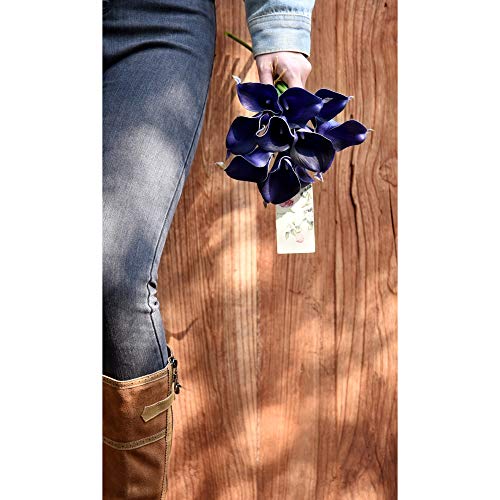 FiveSeasonStuff Real Touch Calla Lily Artificial Flowers Wedding Bridal Bouquet | Floral Arrangements | 15 Calla Lilies (Mystic Blue Violet) - color: Mystic Blue Violet