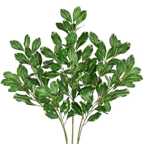 3PCS Artificial Greenery Stems 31.5 Inch Faux Branches for Vase Fake Pittosporum Tobira Leaves Branches Long Stems Plants Leaf Bushes for Floral Arrangement Bouquets Party Wedding Home Decor Green - color: Pittosporum Tobira - Green