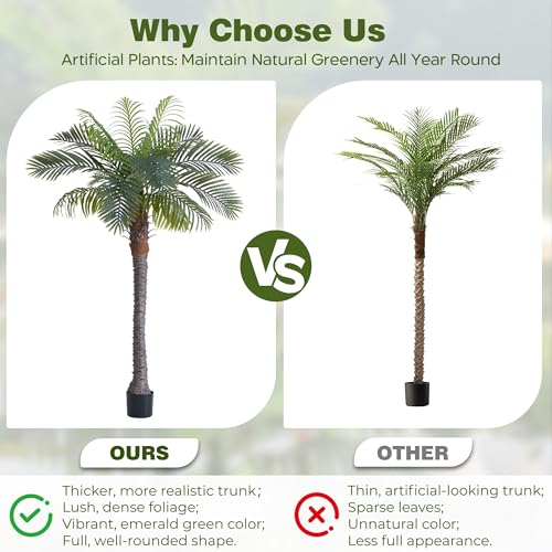 FloraFairy 6FT Artificial Coconut Palm Set of 2, Faux Coconut Silk Palm Tree, Tropical Fake Trees for Indoor Outdoor, Large Sago Palm Plant for Home Office Garden Patio Poolside Backyard - color: 6ft Coconut Palm - 2 Pack, size: 6ft