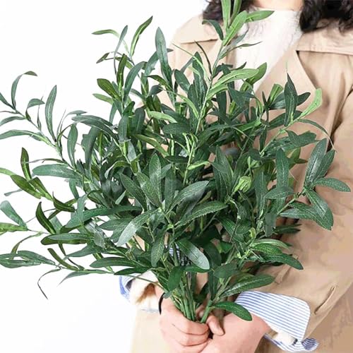 5pcs Olive Branches for Vases Artificial Plants Greenery Stems for Vases Olive Leaves Plant (Green)