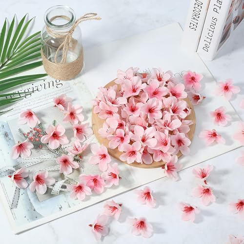 SITUMEIZI 100 Pcs Mini Pink Cherry Blossom Flowers Head Artificial Small Cherry Blossom Head Fake Mini Flowers for Wedding Decor, Graduation Cap, Cake, DIY Flower Wall Party Decor 1.6 inches - color: Pink-cherry