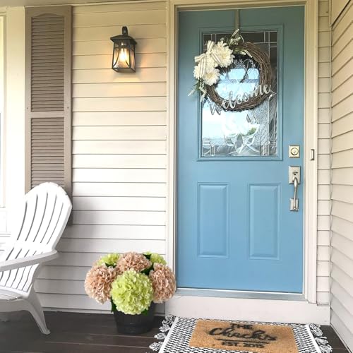 JINWOE Light Green Hydrangea Artificial Flowers, 4Pcs 22" Large Lifelike Faux Silk Flowers, Full Artificial Hydrangeas for Bouquet Table Centerpieces Indoor Spring Outdoor Home - color: Green