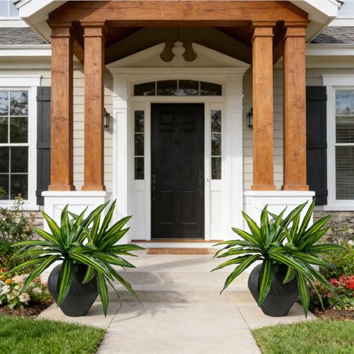 ucky 18.1" Artificial Dracaena Leaves Stems (15 Leaves, Gradient Green), Modern Faux Tropical Greenery Bush, Low-Maintenance Vase Filler - color: 2pcs Gradient Green, size: 15 Leaves