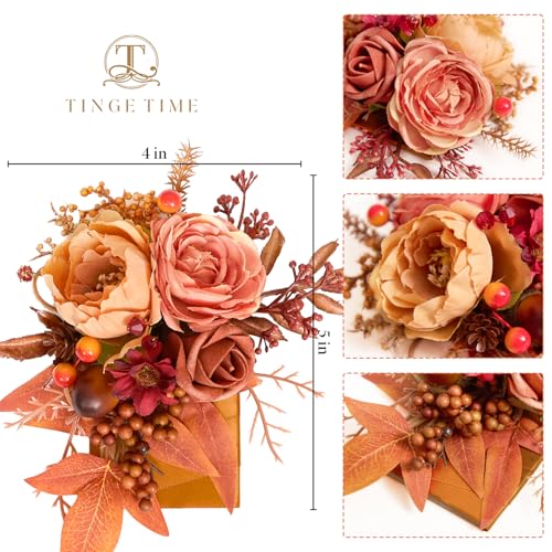 TINGE TIME Luxury Groom Boutonniere for Wedding, 1 PCS Pocket Boutonniere for Men Wedding, Artificial Corsage for Prom Formal Dinners Homecomings Anniversaries Ceremonies (Maple Red) - color: Maple Red