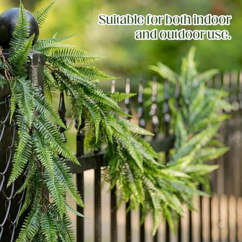 Yinder 4 Pack 6ft Artificial Greenery Garland Hanging Boston Fern Garlands Lifelike Leaf Green Fake Vines for Spring Summer Indoor Wall Mantel Home Decoration Wedding Arch Party Decor