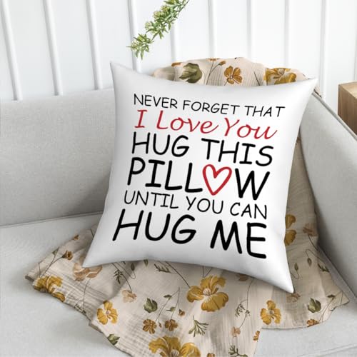 Fokongna Couch Pillowcase Lover I Love You Hug This Pillow Until You Can Hug Me 18 x 18 Inches Valentine's Day Birthday Gifts Give to Girlfriend Grade Flannel Waist Pillowcase - color: Love You