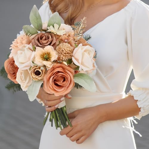 Artificial Flowers Combo Box Set Fake Flowers with Stems Artificial Bouquet Flowers for Wedding Centerpieces Arrangements Baby Shower Party Home Decor - color: Elegant Champagne