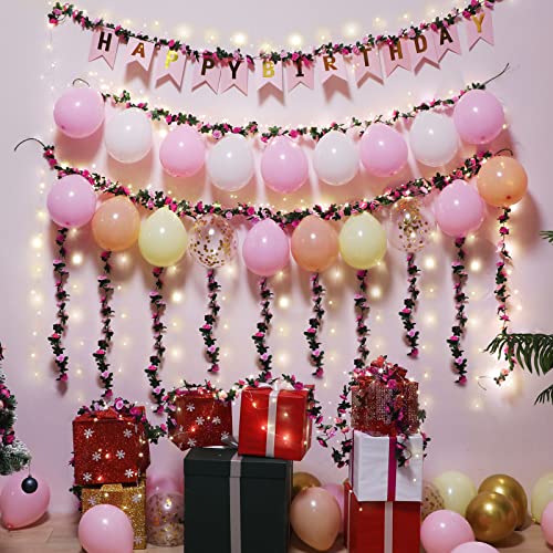 MARTINE MALL Flower Garland - Rose Vines, 8 Strands 66Ft for Bedroom, Purple Rose Floral Garland for Room Table Birthday Wedding Party Garden Wall Decor - color: Purple, size: 8 Packs