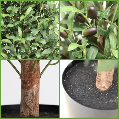 momoplant Artificial Olive Topiary Tree 35Inch Tall Fake Olive Plant Set of 2 Realistic Faux Silk Trees for Decor Indoor Outdoor - size: 35Inch