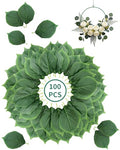 100 Pack Artificial Large Hydrangea Leaves Green Plastic Fake Leaves Stem for DIY Crafts Artificial Hydrangea Leaves Stem Two Sizes 4.3x6.7 Inch 3.5x5.5 Inch for Wedding Bouquets Home Decor