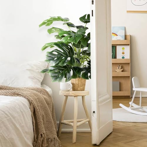 DVGUN 2Pack Artificial Palm Plants Leaves Faux Turtle Leaf Fake Monstera Tropical Large Palm Tree Leaves Outdoor UV Imitation Leaf Artificial Plants (2)
