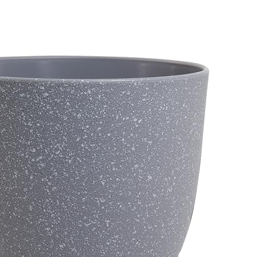 WSMKSZ 10/9/8 inch Plant Pots, Set of 3 Modern Decorative Plastic Planters with Drainage Holes and Saucers for Garden House Plants, Flower Pots for Indoor Outdoor Plants, Speckled Grey - color: Speckled Grey, size: 10"+9"+8"
