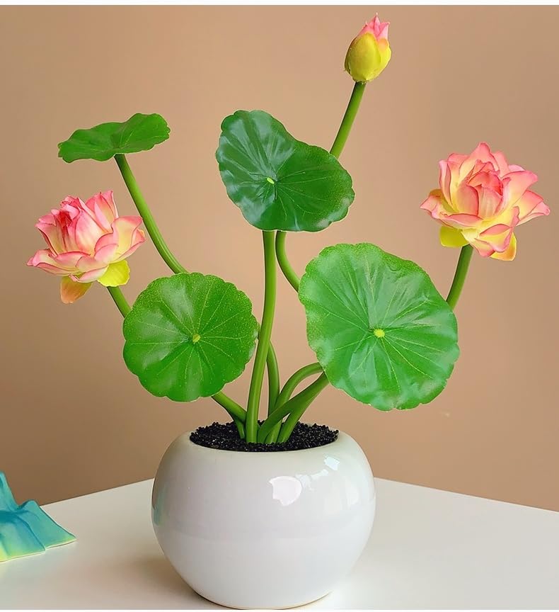 Artificial Flower Water Lily,Silk Plants Floating Flowers,Plastic Flowers Lotus Flowers,Realistic Fake Flowers Lotus Decor Used for Fish Tank Decoration Home Decor (3, Champagne Powder) - color: Champagne Powder