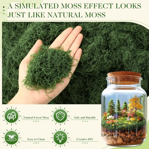 Dingion 24.7oz Fake Green Moss for Crafts, Artificial Faux Moss Bulk for Wedding Party Decor, Table Centerpieces, DIY Floral Decorative Arrangements, Fairy Gardens, Indoor Outdoor Use(Dark Green) - color: Dark Green