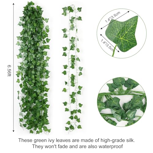 CEWOR Fake Ivy for Room Decor 12pcs Fake Vines Greenery Garland Wall Decor - size: 84ft