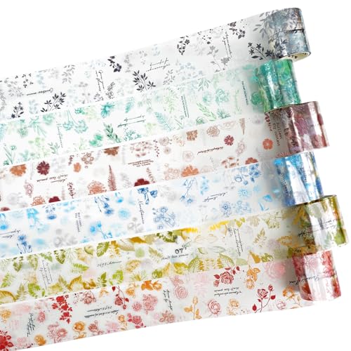 Botanical Impressions PET Tape Set – 6 Floral & Leaf Designs, Transparent Adhesive Craft Tape for Scrapbooking, Junk Journal, Card Making & DIY Decoration - style: Botanical Healing