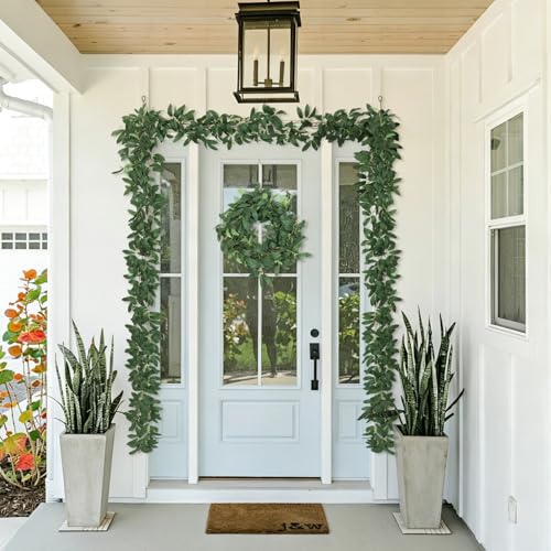 RECUTMS Artificial Olive Leaves Vine 2Pcs 6.2Ft Italian Ruscus Greenery Garland Faux Hanging Silk Leaf Ivy Plant for Indoor Outdoor Home Garden Wedding Birthday Party Table Spring Summer Decor(Green) - color: Olive Leaves Vine Green