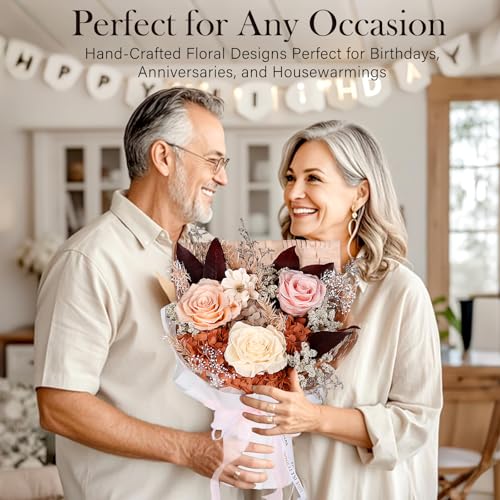 Preserved Bouquet of Flowers - Forever Flowers for Delivery, Real Eternal Roses, Mothers Day Gifts for Mom Grandma Wife, Anniversary Birthday Gifts for Women, Champagne - color: Champagne