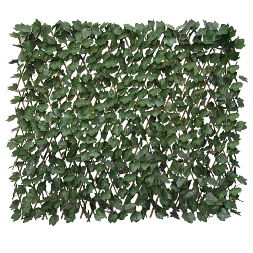 Expandable Fence Privacy Screen for Balcony Patio Outdoor,Decorative Faux Ivy Fencing Panel,Artificial Hedges (Single Sided Leaves)…… - color: Dark Green