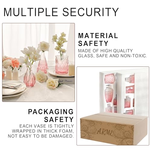 Arme Bud Vase Set of 32, Pink Vases in Bulk Bud Vase for Flower Small Glass Vases for Wedding Centerpieces, Vintage Cute Mini Flower Vase, Home Table Flower Decor - color: Pink-32pcs, size: 32 Pcs