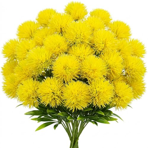 Uieke 36 Pcs Dandelion Artificial Flowers Yellow Flowers Fake Plants Flower Bouquet Plastic Flowers for Home DIY Decoration Wedding Decor - color: Yellow, size: 36PCS