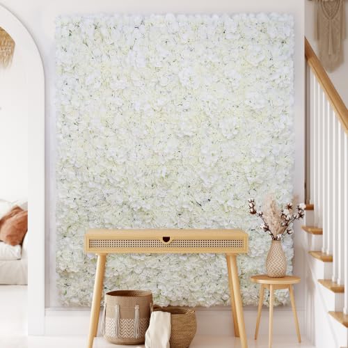 Flower Wall Backdrop 12-Pack 16.5"* 16.5"Artificial Silk Flowers Rose Floral Panels Spring Wedding Home Mother's Day Valentine's Day Photography Event Party Decoration -White - color: White, size: 16.5inch