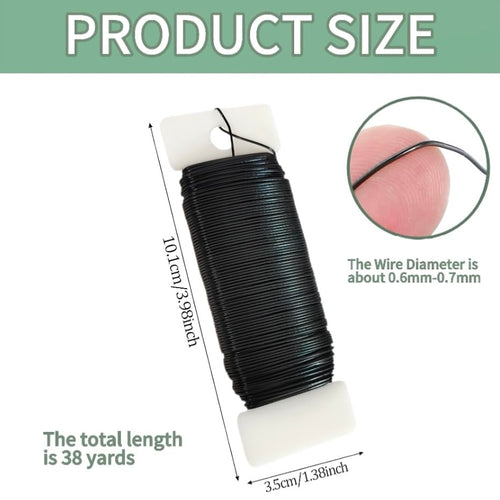 22 Gauge Black Floral Wire 3 Pack 114 Yards Flexible Paddle Wire for Christmas Wreath Tree,Crafts,Garland and Floral Arrangements (3, Black, 114 Yards) - color: Black