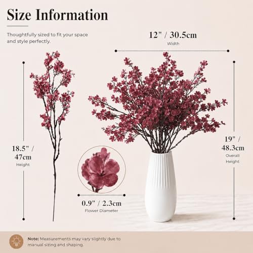 Mandy's 6 Bundles Artificial Mauve Baby’s Breath Flowers | 18.5 Inch Silk Gypsophila European Style Modern Home Decor Centerpiece Neutral Wedding Flower Arrangements - color: Mauve