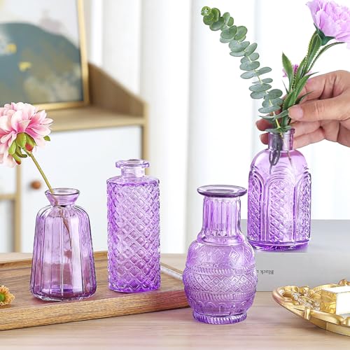 Bud Vases for Centerpieces Wedding,Flower Vases in Bulk for Rustic Home Decor,Small Vases for Wedding,Mother's Day,Graduation,Christmas,Birthday Party,Valentine's Day(Purple,15 Pcs) - color: Light Purple, size: 15 pcs