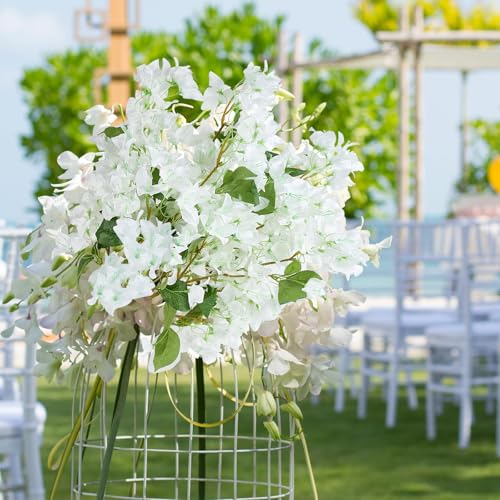 20 PCS Silk Bougainvillea Artificial Flowers，UV Resistant, 36 Branches, Long Stems Faux Flower, Realistic Fake Bougainvillea Vines, for Wedding Porch Home Party Garden DIY Decor - 38 inch (White) - color: 38inch White, size: 20 Pcs