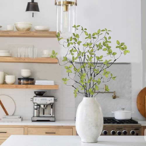 CITYES 4 Pcs Artificial Greenery Stems Twigs and Branches for Vases 32.7" Faux Branches with Green Leaves Fake Ficus Twigs Plants for Vase Filler Home Party Wedding Garden Office Shop Decorations