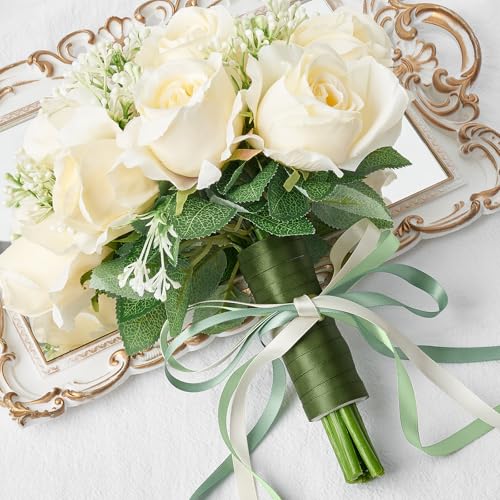 Mauproy 3/8 Inch Sage Green Satin Ribbon, 4 Rolls Total 40 Yards, Double Faced Mixed Green Thin Ribbon for Gift Wrapping, Flower Bouquets, Crafts, Wedding Decorations - color: Sage Green