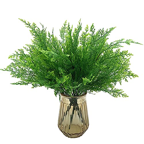 PASYOU Artificial Ferns Plants for Decoration, Fake Plastic Plant Greenery Grass Faux Fern Leaves Shrubs Stems for Outdoor Indoor Home Garden Party Office Wedding Christmas DIY Decor - 8 Pack - color: Fern Grass/ 8 Pcs