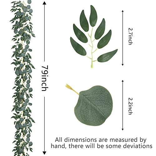dallisten 3 Strands Artificial Vines Kit, 78" Silk Eucalyptus Ivy Garland Green Leaves Natural Odorless, Fake Greenery Hanging Plants Decoration for Home, Bedroom, Wall, Party, Wedding Decor - color: Red Blue