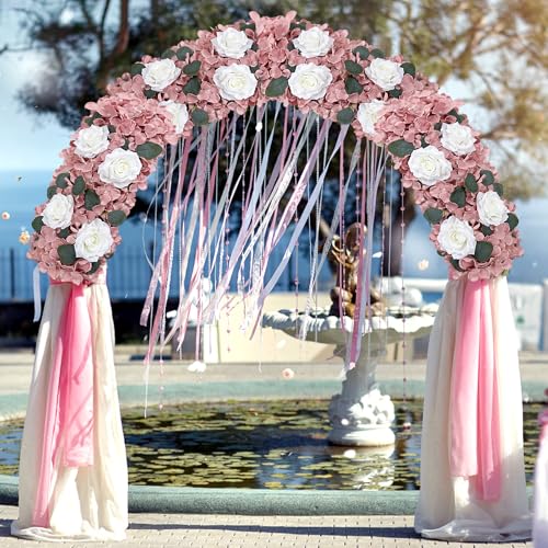 Pack of 4 Artificial Flower Wedding Arch Decorations, 18 inch Floral Centerpieces for Party Bridal Shower Event Table Wall Arrangement - Dusty Rose - color: Dusty Rose, size: Pack of 4 Flower Arrangements
